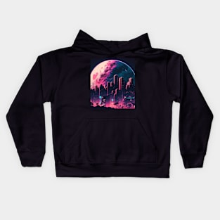 Synthwave Retrowave Aesthethic 80s City Night Kids Hoodie